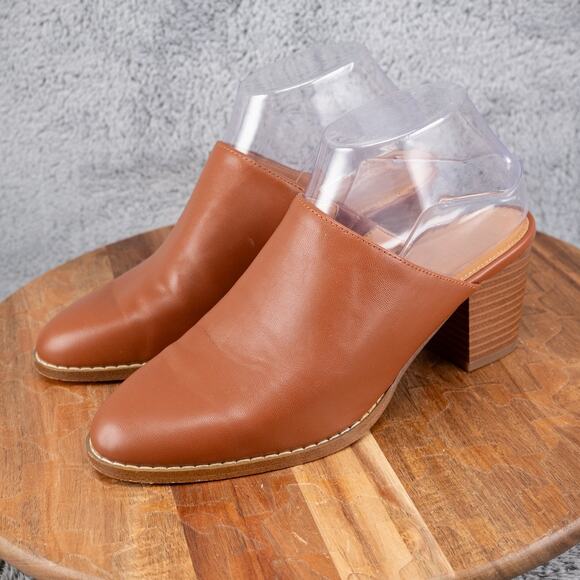 J. Crew Factory Heeled Mules in Warm Sepia Size 6.5 Brown Clog J.Crew - Picture 3 of 7